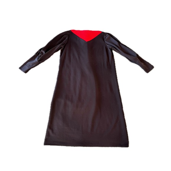 Vintage LFI Black Red V Neck Puff Sleeve Maxi Dress Women's M - Picture 1 of 10